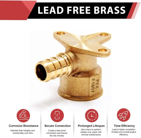 EFIELD Pex Drop Ear Elbow Brass Pipe Fitting Adapter-3