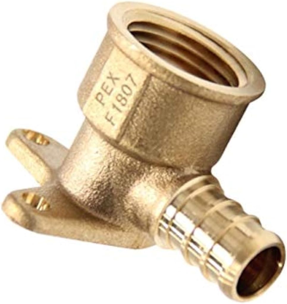 Installing EFIELD PEX Drop Ear Elbow Brass Pipe Fitting Adapter on a workbench