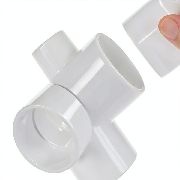 Zernmiarder PVC Pipe Fittings 4 Way Elbow White Industrial-7