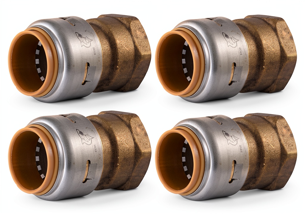 SharkBite Brass Push Female Adapter showing brass construction and threaded ends