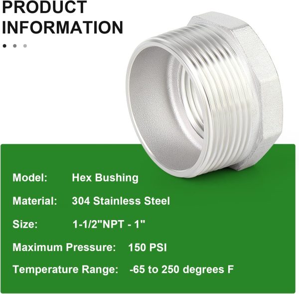 TAISHER Stainless Steel Reducer Hex Bushing Pipe Fitting-2