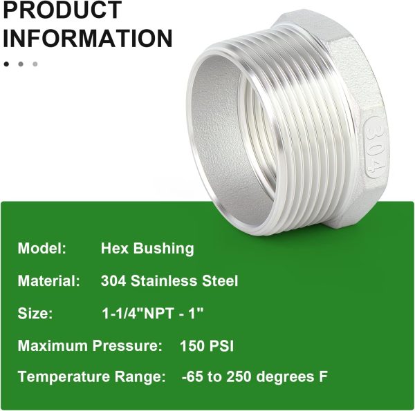 TAISHER Stainless Steel Reducer Hex Bushing Pipe Fitting-2
