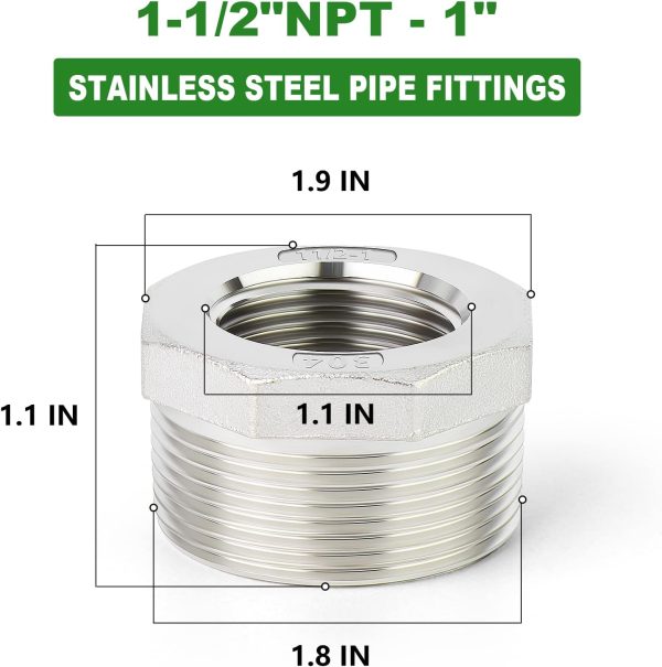 TAISHER Stainless Steel Reducer Hex Bushing Pipe Fitting-1