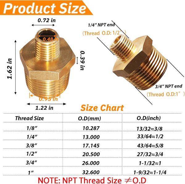 Gadoutcover Brass NPT Reducer Fittings Industrial Pipe-1