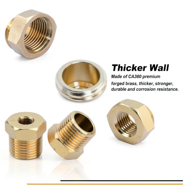 KOOTANS Brass Hex Bushing Pipe Fitting Reducer 4-Piece Kit-2