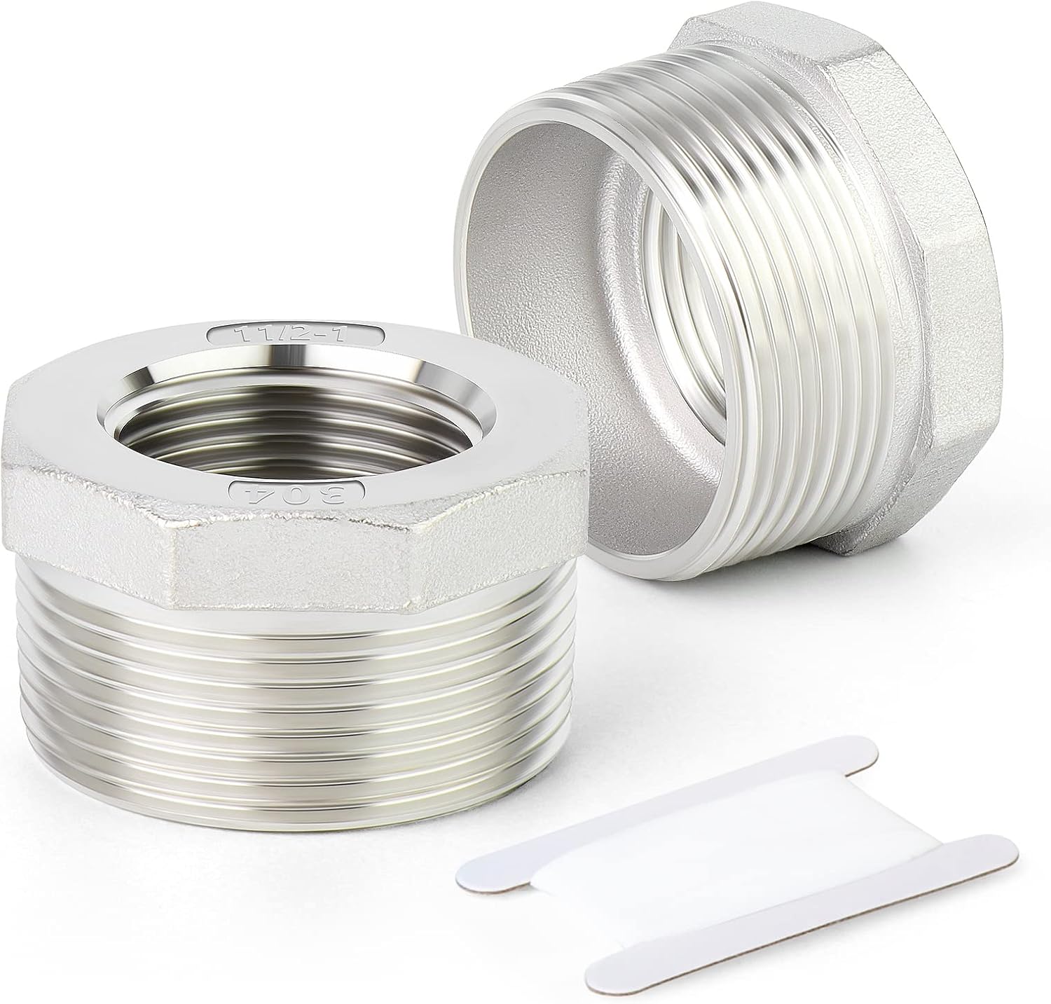 TAISHER Reducer Hex Bushing showing stainless steel construction and threaded ends