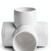 Zernmiarder PVC Pipe Fittings 4 Way Elbow White Industrial-1