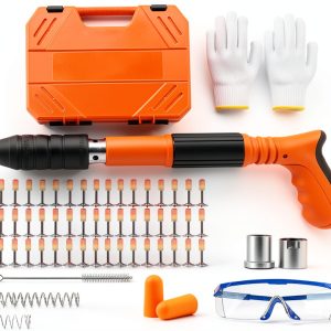 Concrete Nail Gun Kit with 200pcs Nails 5 Speed Adjustable Mini Manual Nail Gun Woodworking Decoration Nailer Gun Nail Gun for Concrete Built-in Air Nailer for Red Brick Walls Concrete Walls-0