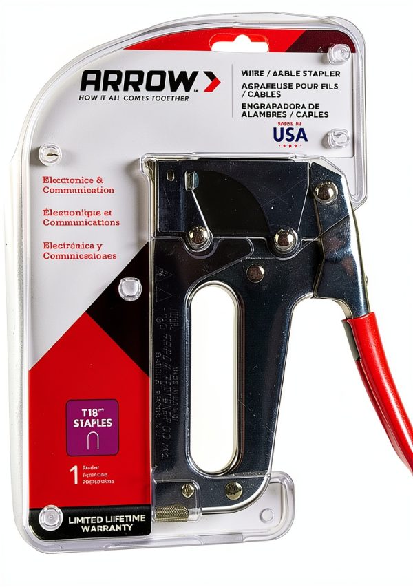 Arrow Fastener T18 Low Voltage Wire Staple Tacker Silver Hand Powered-7