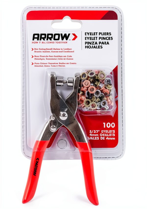 Arrow GEPK532 Eyelet Tool Kit 100 Gold and Silver 5/32" Eyelets-6