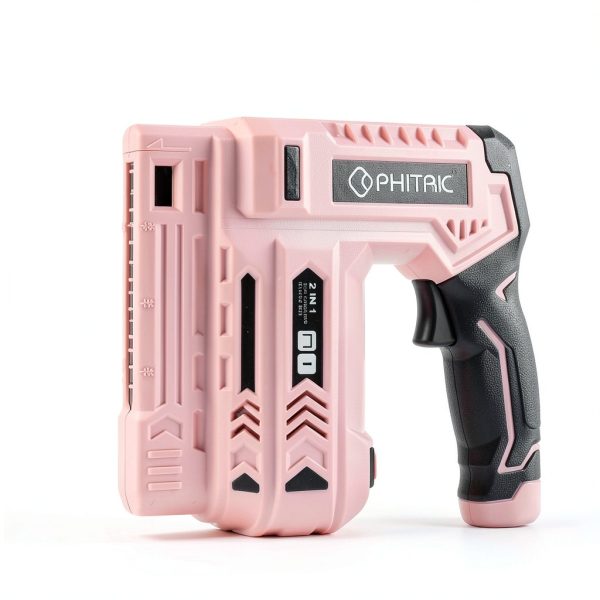 PHITRIC Pink Electric Light Duty Staple Gun, 2 in 1 Cordless Staple Gun for Upholstery with 3500 Staples & Nails, 3.7V Power Brad Nailer with USB Charger for Wood, Carpentry, Crafts, DIY-1