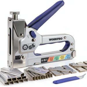 WORKPRO 4-in-1 Staple Gun Manual Brad Nailer with 2000 Staples Silver-0