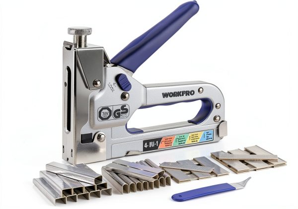 WORKPRO 4-in-1 Staple Gun Manual Brad Nailer with 2000 Staples Silver-0