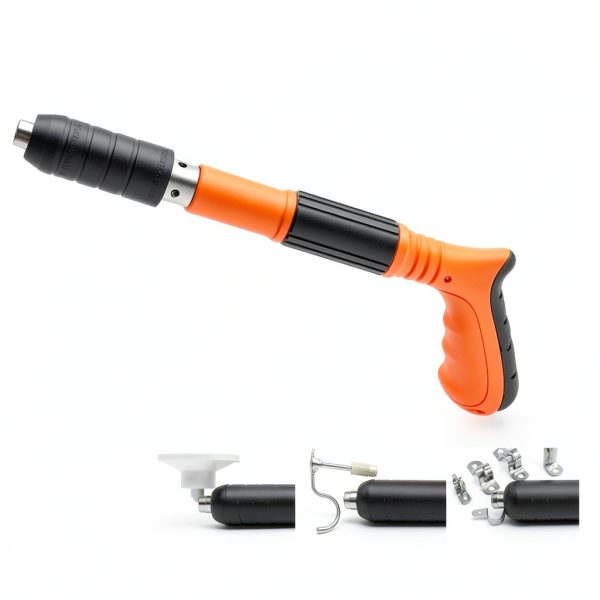 Concrete Nail Gun Kit with 200pcs Nails 5 Speed Adjustable Mini Manual Nail Gun Woodworking Decoration Nailer Gun Nail Gun for Concrete Built-in Air Nailer for Red Brick Walls Concrete Walls-6