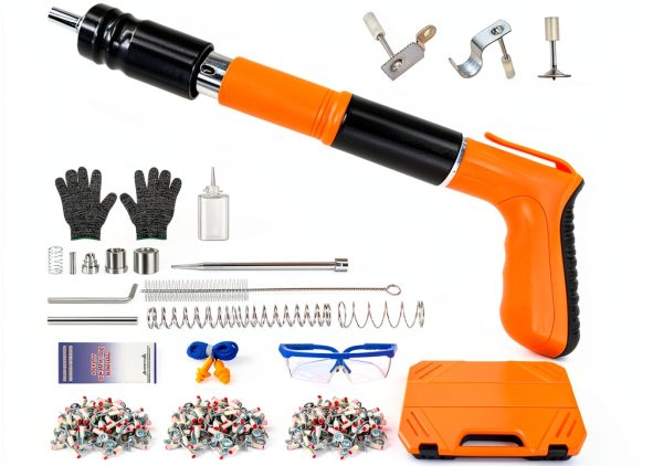 Concrete Nail Gun 5-Speed Adjustable Kit by JUSTHERE with 120 Nails-0