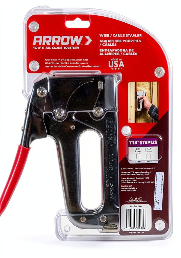 Arrow Fastener T18 Low Voltage Wire Staple Tacker Silver Hand Powered-2