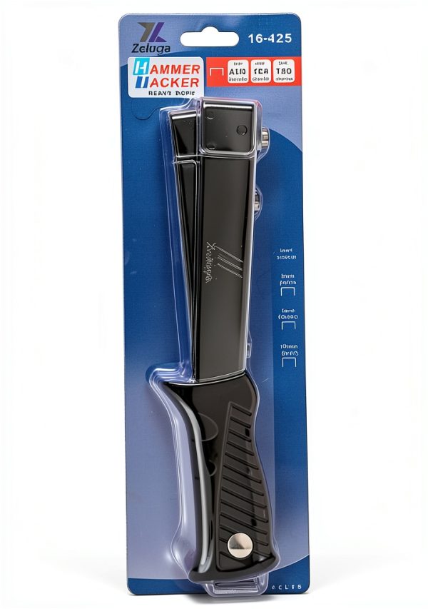 Heavy Duty Steel Hammer Tacker by Zeluga - Anti-Jam Magazine, Black-4