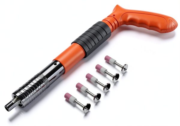 Concrete Nail Gun Kit with 200pcs Nails 5 Speed Adjustable Mini Manual Nail Gun Woodworking Decoration Nailer Gun Nail Gun for Concrete Built-in Air Nailer for Red Brick Walls Concrete Walls-5
