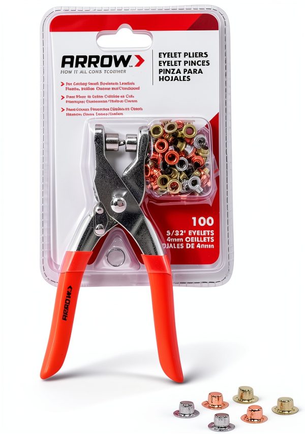 Arrow GEPK532 Eyelet Tool Kit 100 Gold and Silver 5/32" Eyelets-0